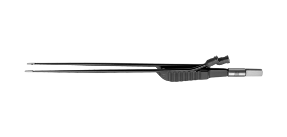 Lange schwarze Classic bipolare Spülpinzette mit gerader Spitze vor weißem Hintergrund.