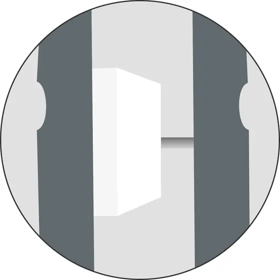 Grafische Darstellung der Guide-Stop™ - Parallelführung einer Classic bipolaren Pinzette in Nahansicht.