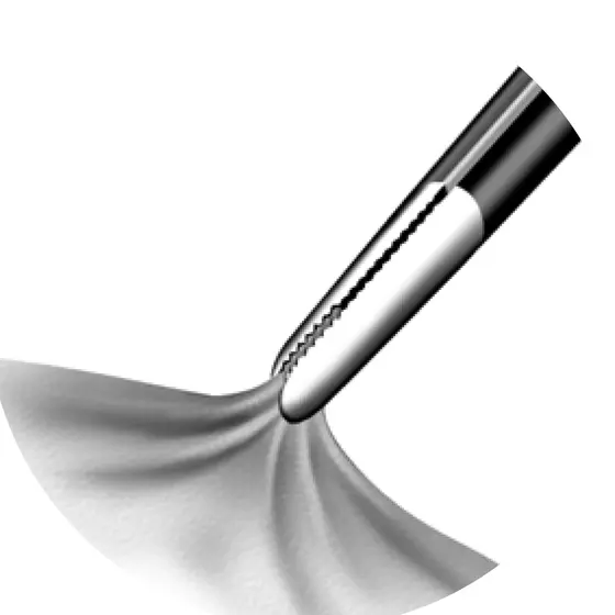 Grafische Darstellung der Anwendung einer classic selectal macro bipolaren Pinzette, optimal für präzises Fassen und Manipulieren von Gewebe